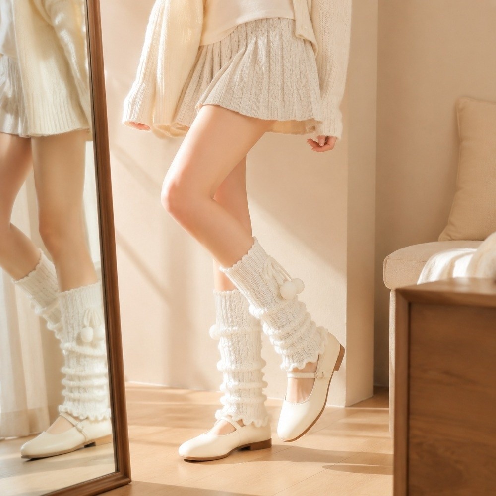 Knitted Knit Leg Warmers Ruffl - Boot Sock Slouchy recension och pris