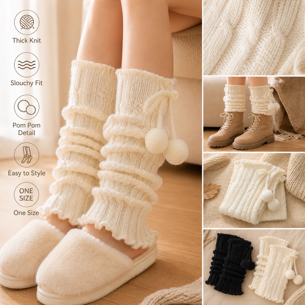 Knitted Knit Leg Warmers Ruffl - Boot Sock Slouchy recension och pris